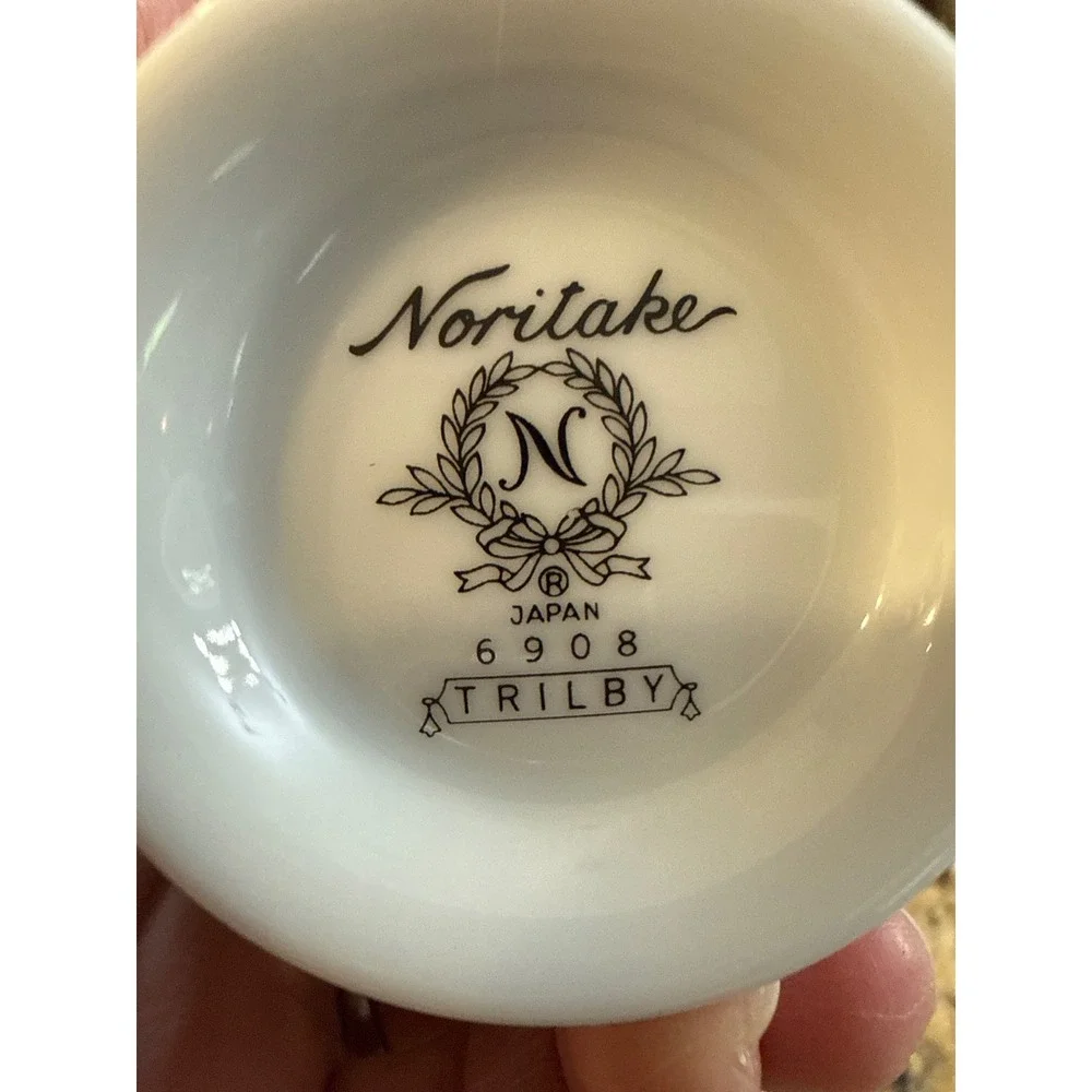 Noritake Trilby 6908 Tea‎ Cup White Daisy Floral Platinum Trim Japan Porcelain